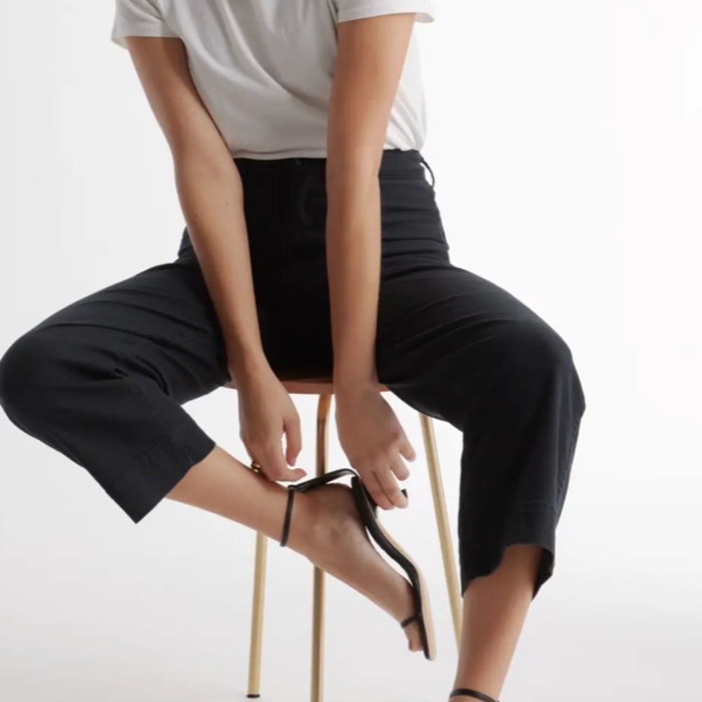 Stretch Cotton Twill Wide-Leg Crop Pant - Picture 5 of 13